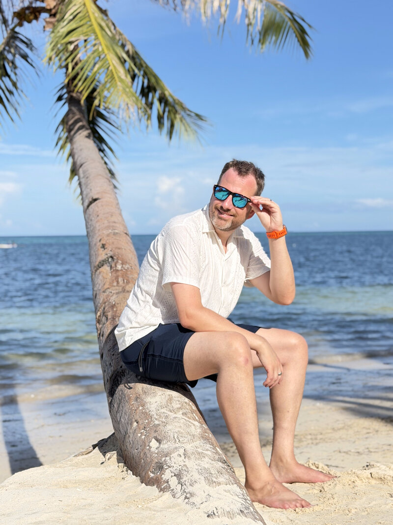 Greg on a tropical beach
